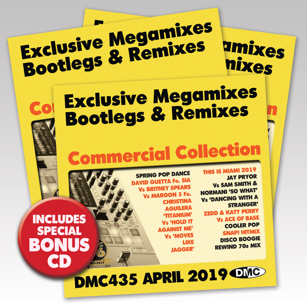 DMC COMMERCIAL COLLECTION 435 (3 X CD) Exclusive Megamixes, Remixes & Two Trackers - April 2019 release - with BONUS CD