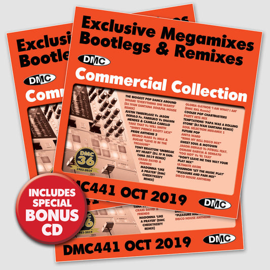 DMC COMMERCIAL COLLECTION 441  Exclusive Megamixes, Remixes & Two Trackers with free bonus CD (3 x CD)   - October 2019