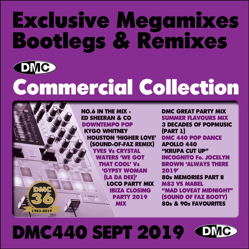 DMC COMMERCIAL COLLECTION 440  Exclusive Megamixes, Remixes & Two Trackers  (2 x CD) - September 2019 release