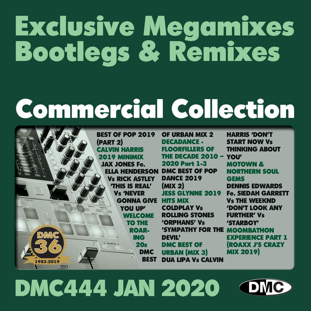 DMC COMMERCIAL COLLECTION 444 - Double CD of Mixes, Remixes, Two Trackers - January 2020