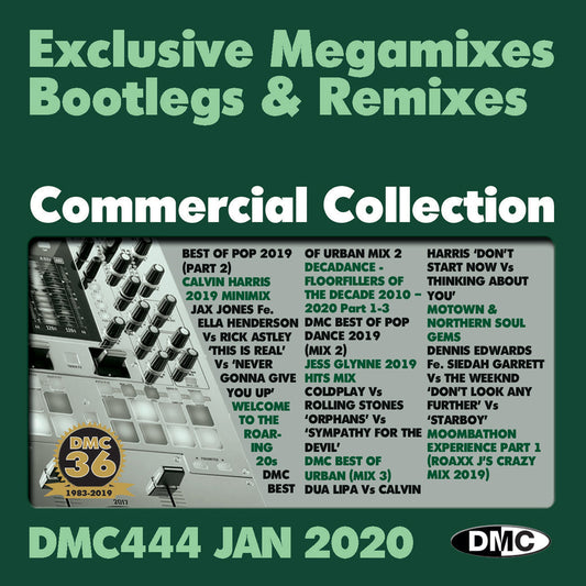 DMC COMMERCIAL COLLECTION 444 - Double CD of Mixes, Remixes, Two Trackers - January 2020