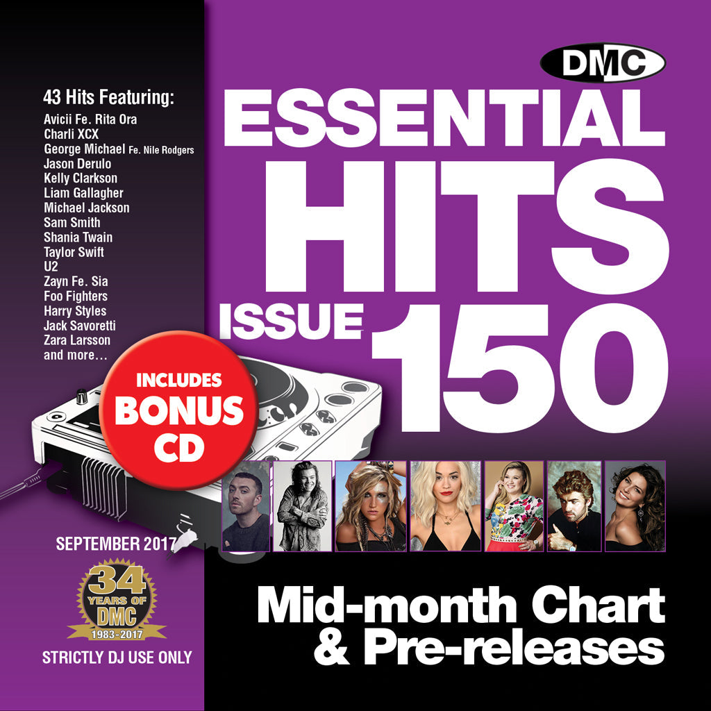 DMC ESSENTIAL HITS 150 Chart & pre-releases for djs # Bonus CD special! September 2017