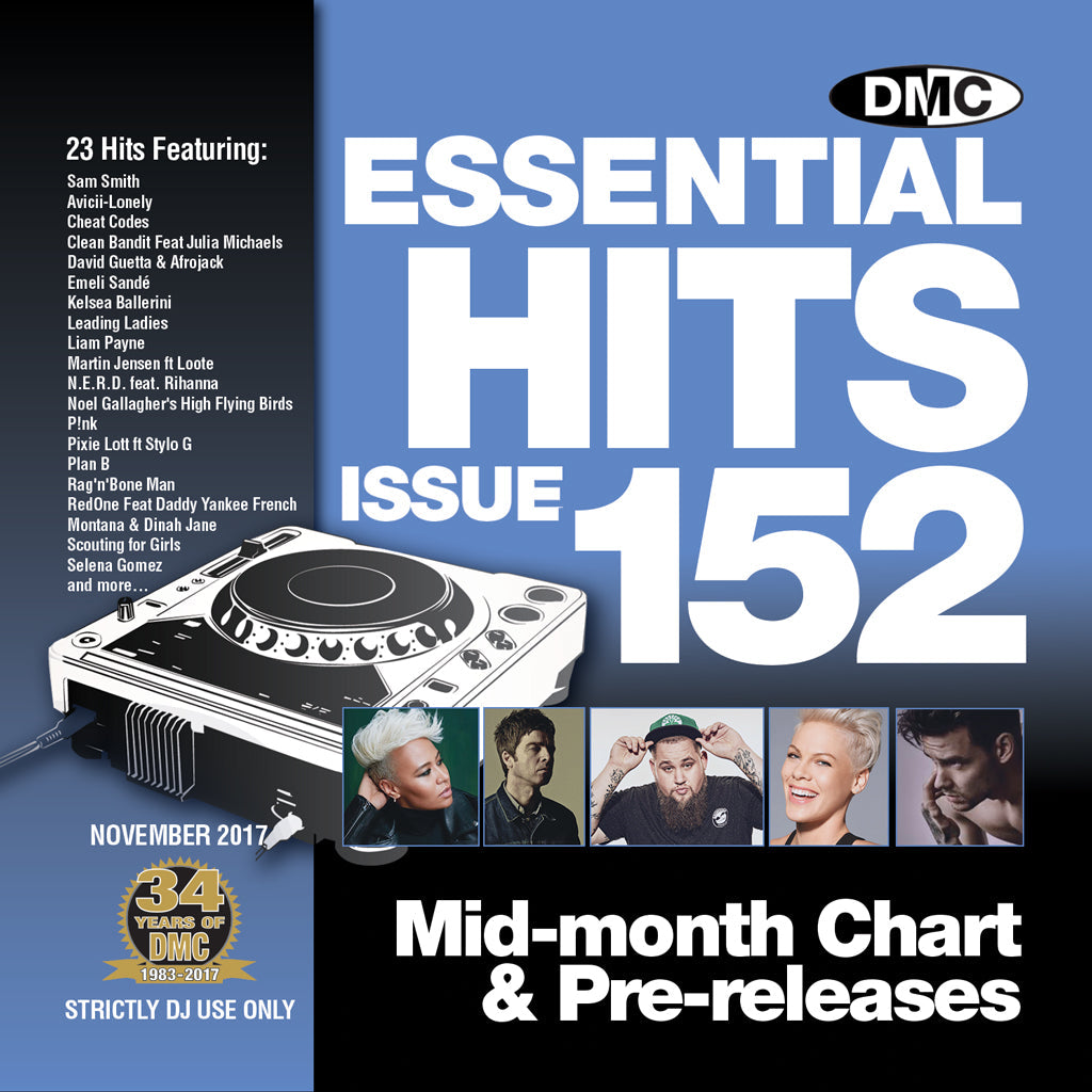 DMC ESSENTIAL HITS 152 Mid month chart & pre-releases for professional djs - November 2017 release