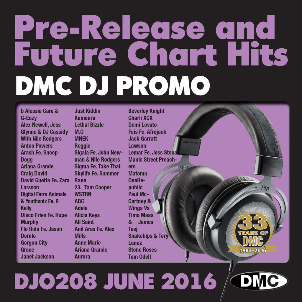DMC DJ Promo 208 - DOUBLE CD of Pre-Releases and future Chart Hits - June 2016 Release