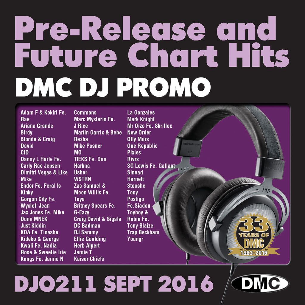 DMC DJ Promo 211 - DOUBLE CD of Pre-Releases and future Chart Hits - September 2016 Release