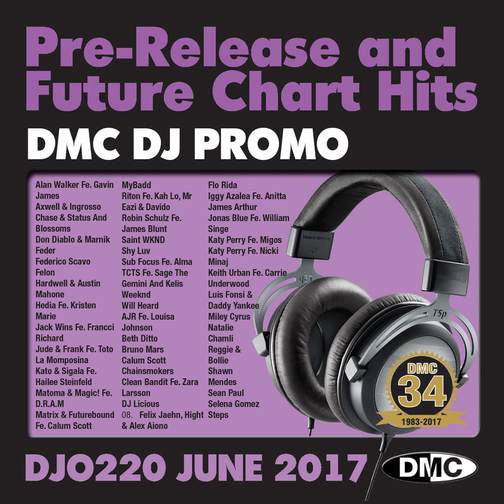 DMC DJ Promo 220 - DOUBLE CD of Pre-Releases and future Chart Hits - June 2017 Release