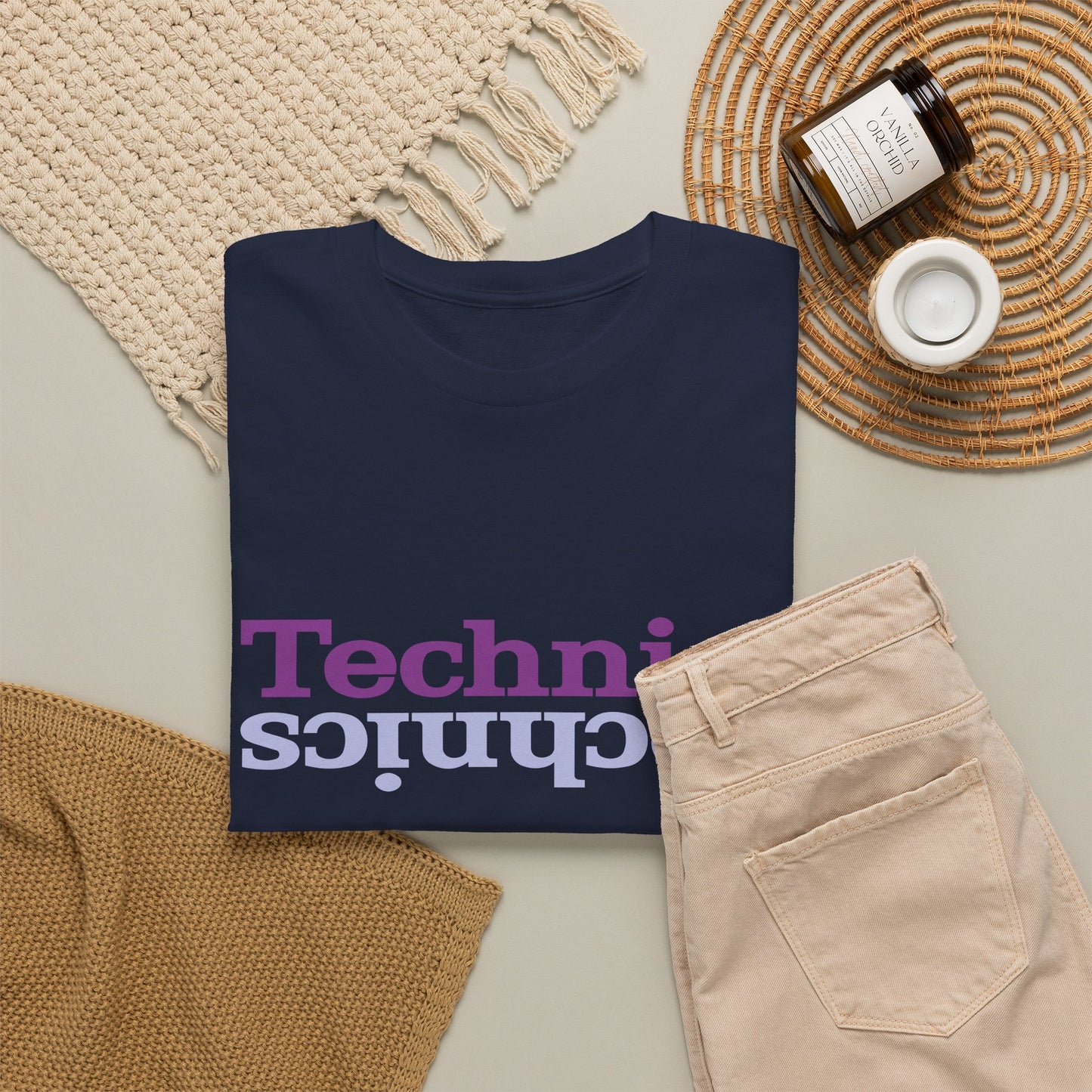 T-Shirt — 'Technics' Upside-Down Retro Logo Tee